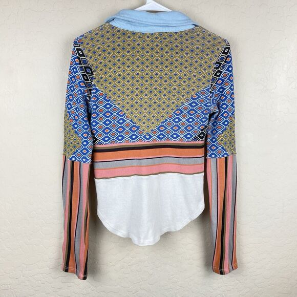 Free People We The Free Alex Tee Multicolor Mixed Print Size S Boho Retro - Picture 5 of 11